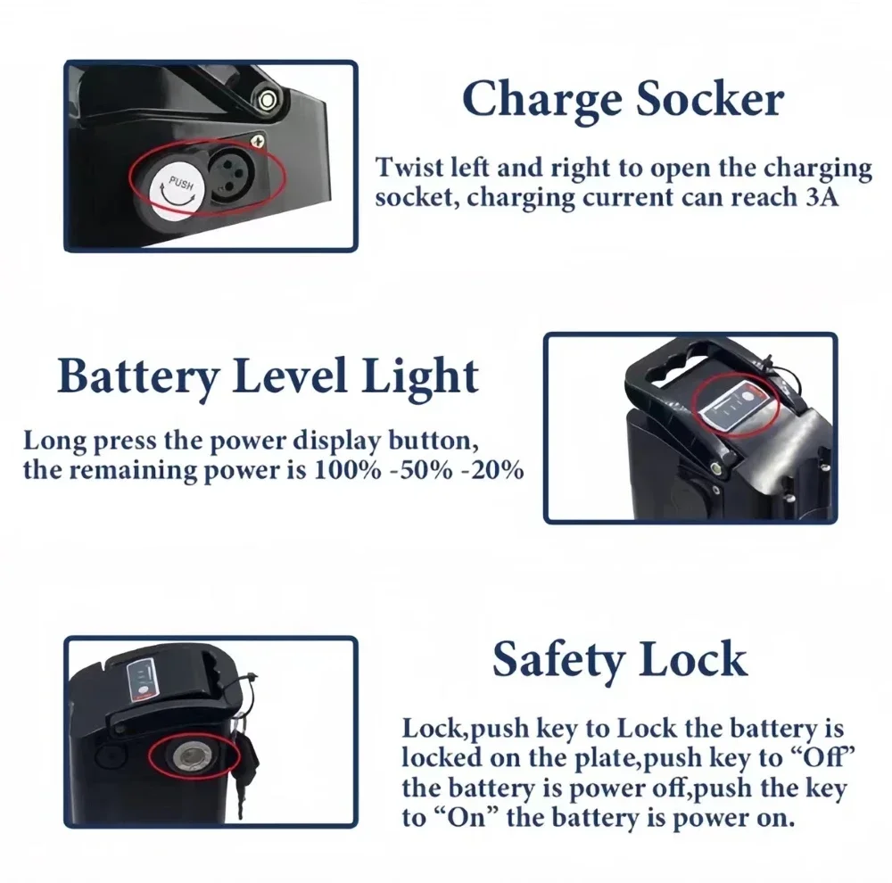 Original 36/48V High quality 15/25/30/40Ah silver fish E-bike battery,500W 750W 1000W High-power 18650 Lithium ion battery pack