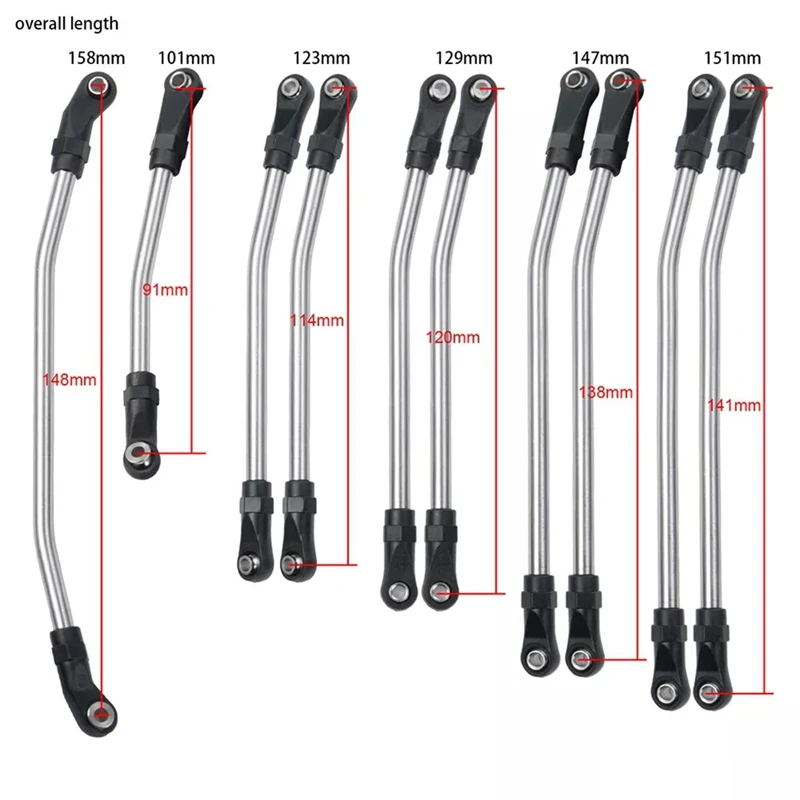 ชุดลิงค์เชื่อมต่อช่วงล่าง RC ขนาด 313 มม. พร้อมปลายก้านพลาสติก สำหรับรถบังคับวิทยุ 1/10 SCX10 II 90046 RC Crawler Car-SPMI