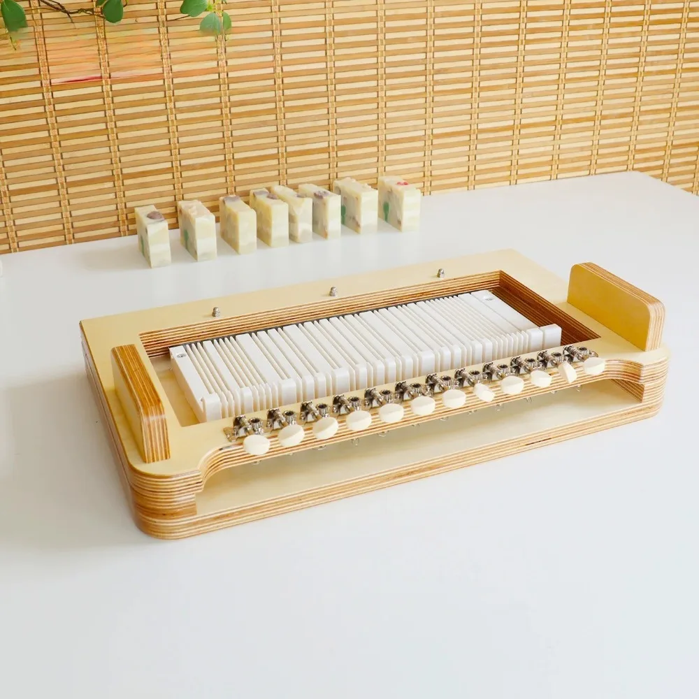 Manual Bamboo Soap Slicer with Steel Cutting Wire, Accurately Cut 1‑12 Bars 1 Inch Bars, Handmade Soap Cutter for Craft Making