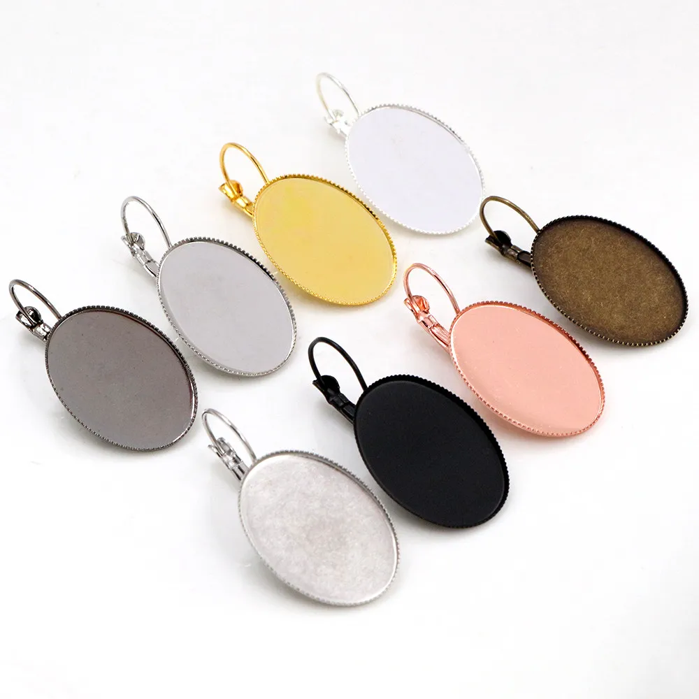 18x25mm 13x18mm 10x14mm 10 sztuk/partia klasyczne 9 kolory plated francuski dźwignia powrót kolczyki puste/podstawy, fit owalne cabochons kolczyki