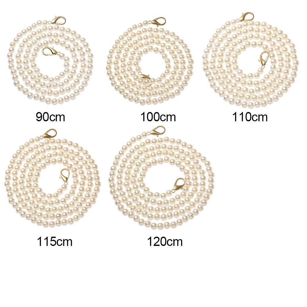 8mm Pearl Strap for Bags Handbag Handles DIY Purse Replacement Long Beaded Chain for Shoulder Bag Straps Pearl Belt