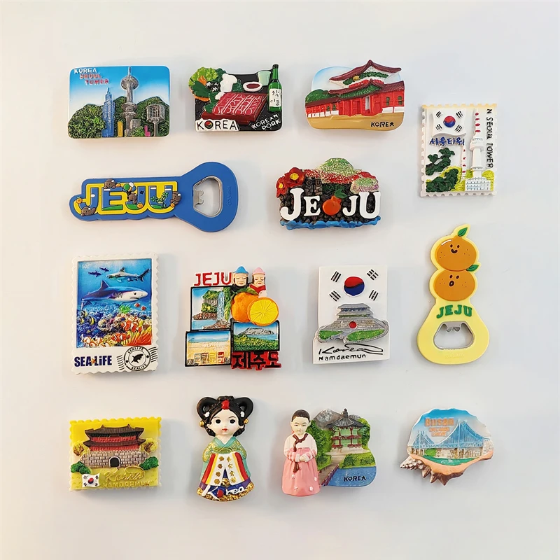 Korea，Busan，Gyeongbokgung，Jeju Island，Hallasan，N Seoul Tower，Bottle opener，3D Stereoscopic，Refrigerator magnets