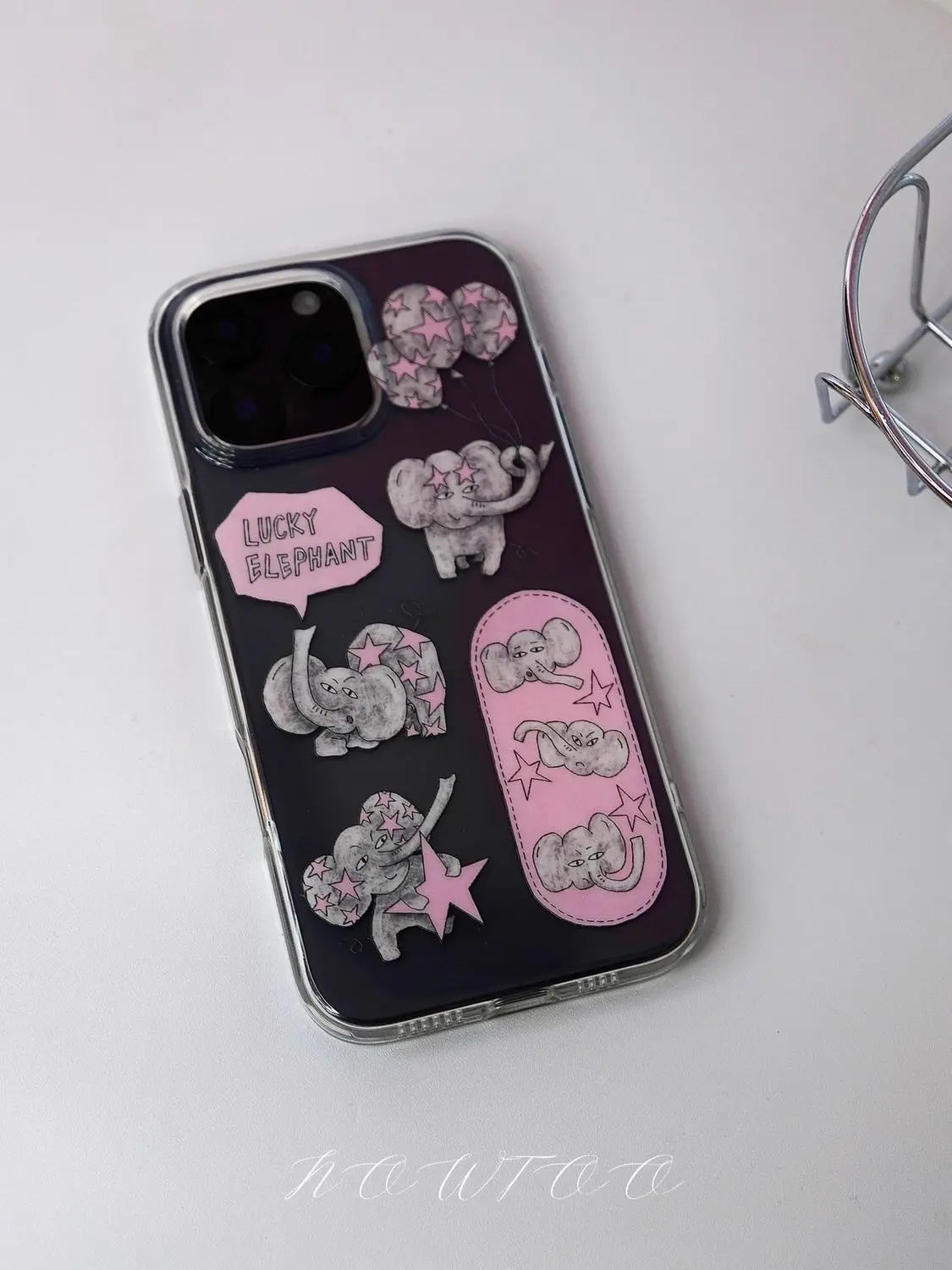 Coque de téléphone rétro Lucky Elephant, étui arrière rose Transparent pour iPhone 17 Pro Max Air X XR XSMax 7 8 Plus 16 15 14 13 12 11 Y2K