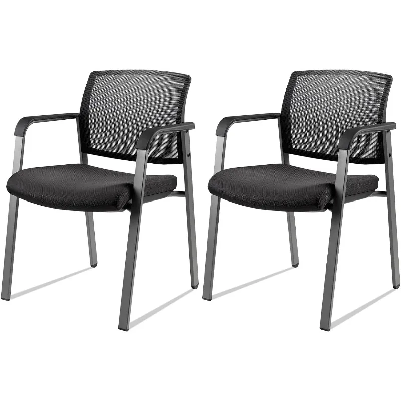 

Mesh Back Stacking Arm Chairs with Upholstered Fabric Seat and Ergonomic Lumbar Support for Office School Church