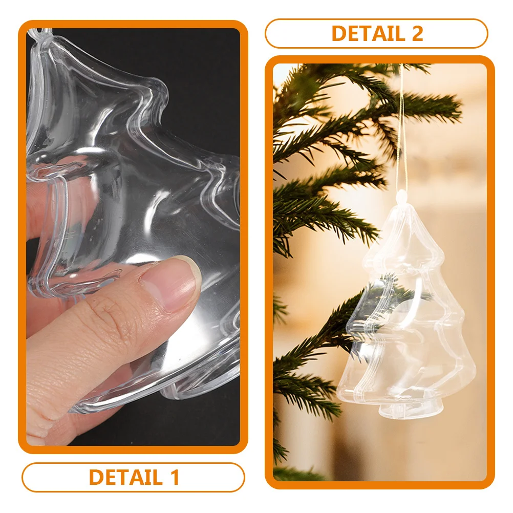 

12Pcs Transparent Christmas Tree Hanging Balls Fillable Plastic Ornaments for DIY Craft Xmas Decorations Fillable Plastic Ball