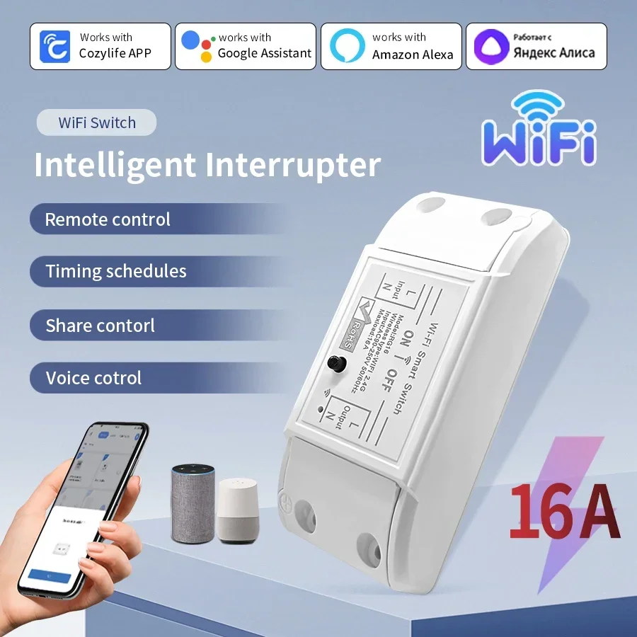 

Cozylife WIFI Smart Switch 10A 16A 20A Wireless Remote Control Switch Breaker Voice Control Works With Alexa Google Home