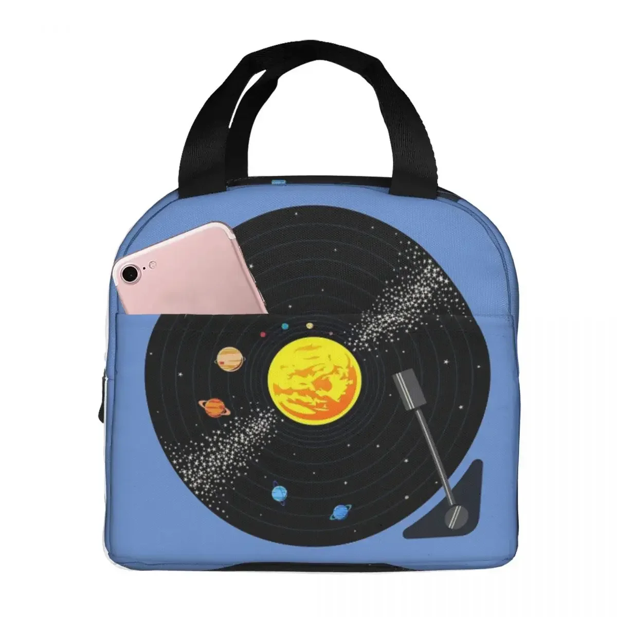 Solar System Vinyl Record Lunch Bags Bento Box Lunch Tote Leakproof Picnic Bags Cooler Thermal Bag for Woman Children Office