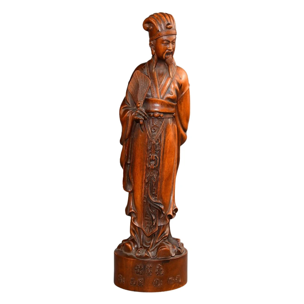 Petite figurine en bois sculptée à la main, décoration chinoise, statue ornementale de la sagesse, symboles de loyauté, stratégie, prudentialité, dévotion, acuité, vision futuriste