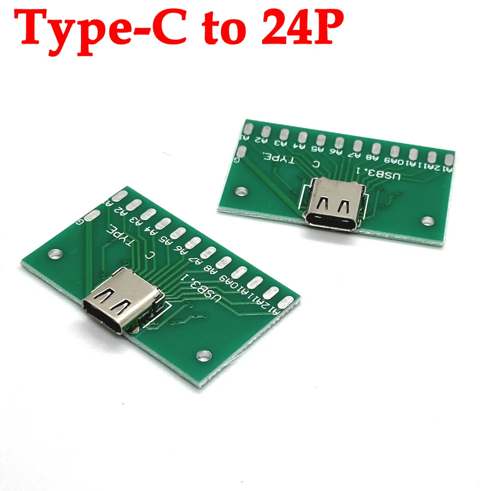 

1-10pcs Type-C to 24Pin Female USB 3.1 Test PCB Board Adapter Type C 24P Connector Socket For Data Line Wire Cable Transfer