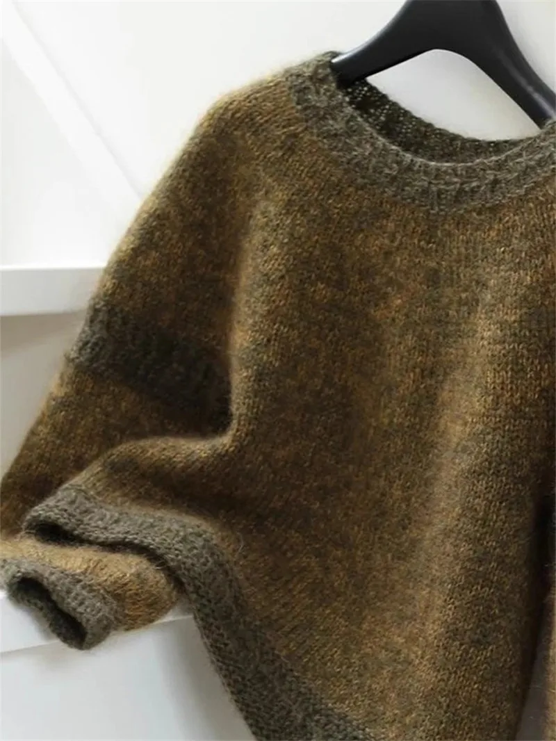 韓国ファッションカシミヤニットプルオーバー女性秋の新長袖 O ネックウールセーターソフトで快適なカジュアルセーター