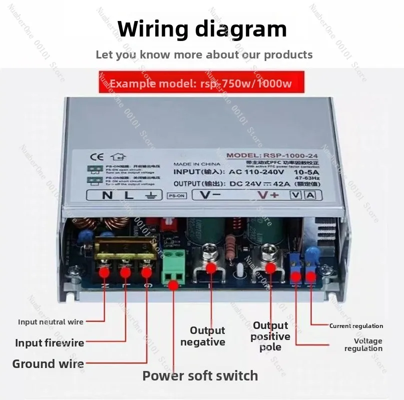 High-power Switching Power Supply 750W 24V 48V 60V Power Supply 220V AC to 24V Adjustable DC PFC