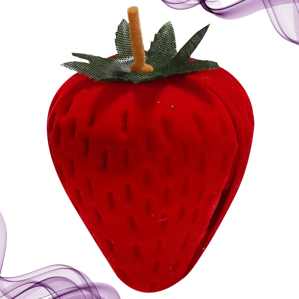 

1pc Strawberry Shaped Jewelry Storage Box Premium Ring Holder Necklace Case Portable Organizer For Women Girls Gift Red