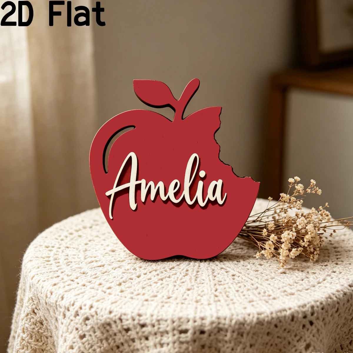 パーソナライズされた赤いリンゴの木製名札、パーティーデコレー - Home Decor Names のレビューと価格