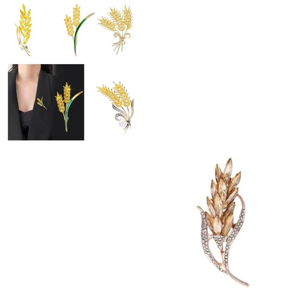  Versatile Crystal Pins Ear of Wheat Zircon Brooches Accessory for Elegant Women