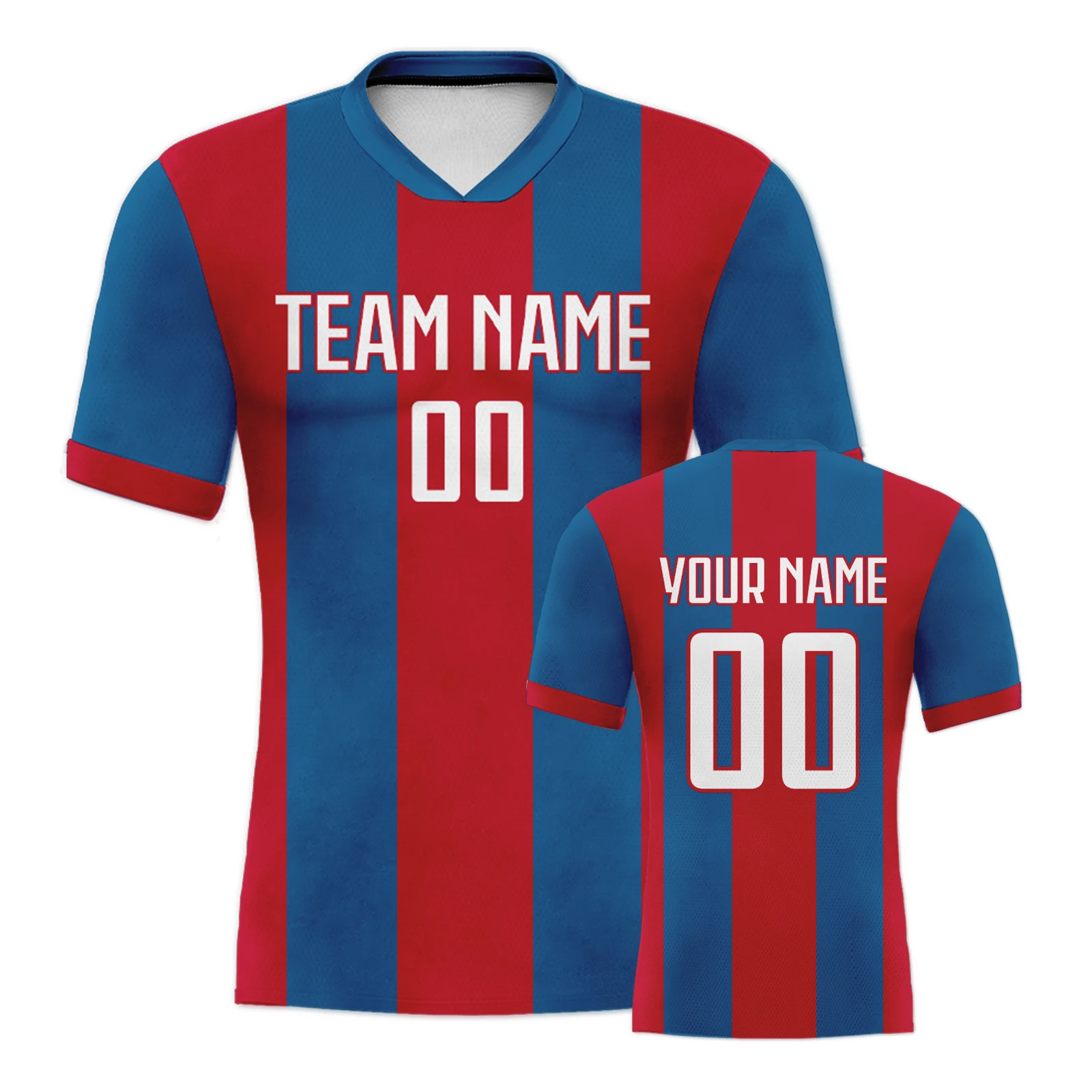 Camiseta de fútbol personalizada para hombres, mujeres, jóvenes, rojo, azul, camiseta de fútbol personalizada con nombre del equipo impreso, camisetas de entrenamiento con número