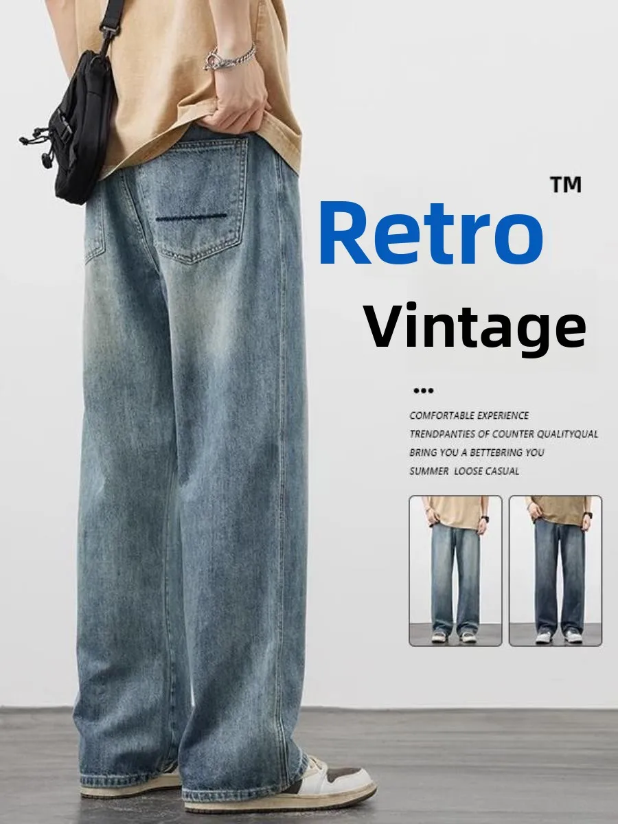 

Teenage American Straight Leg Jeans Men's Summer Thin New Loose Retro Straight Leg Denim Pants Casual Wear Resistant Spring