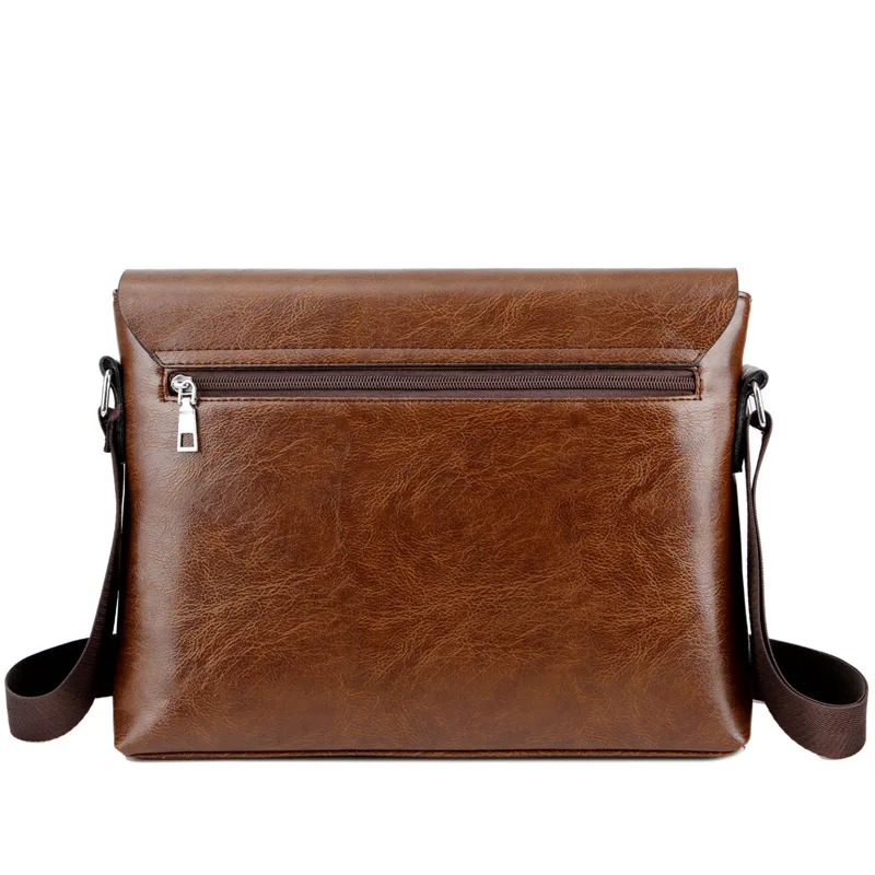 Bolsa de ombro vintage grande capacidade PU couro, bolsa de mensageiro crossbody negócio masculino, bolsa moda homem