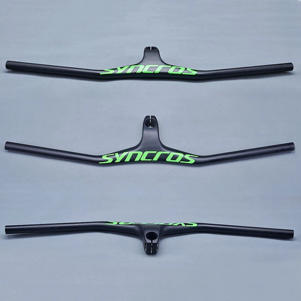 Syncros Bike MTB Handlebar Carbon Fiber Bicycle One-shaped Integrated Handlebar Stem -17 Degree Handle Bar 660mm - 800mm