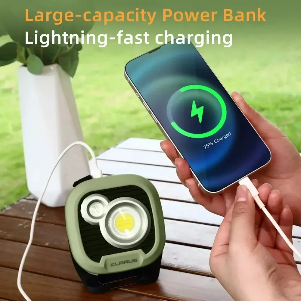 Klarus WL3 Portable COB Flashlight Dual-color Camping Light 1500 Lumens 13500mAh Rechargeable Battery Magnetic LED Flashlights