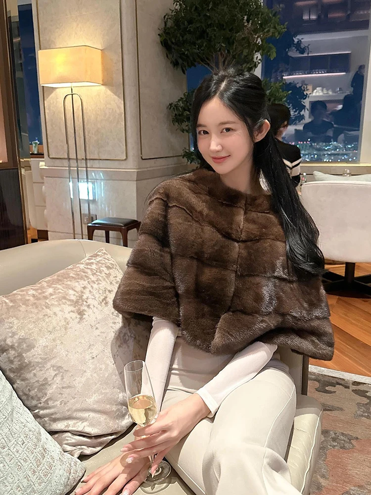 ort Fur Coat Women's Faionable Versatile Warmth Padded ort Pelt Cowl Ne Wrap Korean Sle Thiened round Collar Coat