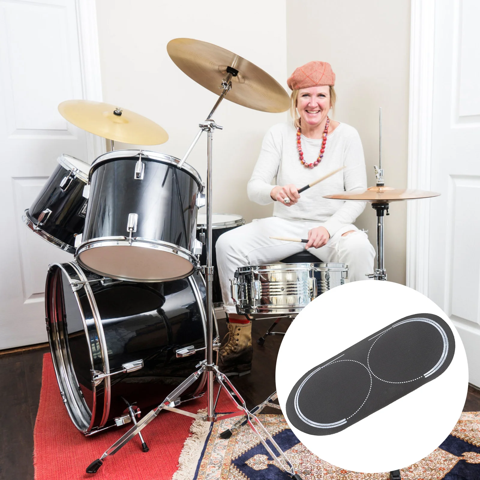 

Double Pedal Protection Patch Reusable Drum Sticker For Kick Drum Durable Percussion Accessory Protective Pad Replacement