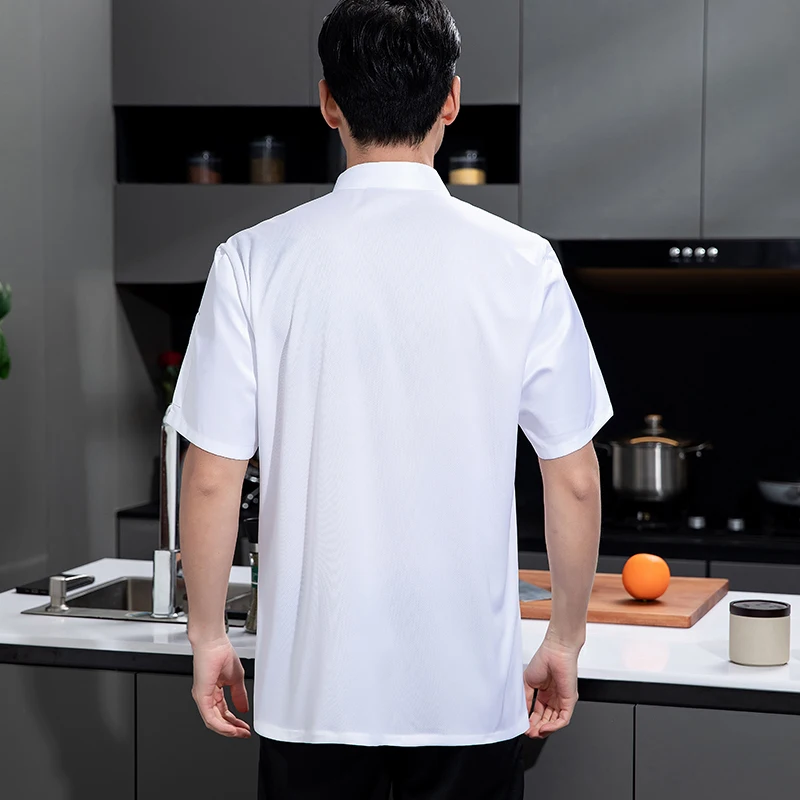 Summer Restaurant Chef Uniform Men's Kitchen Suit Shirt Catering Service Cooking Jacket Bakery Waiter Work Clothes