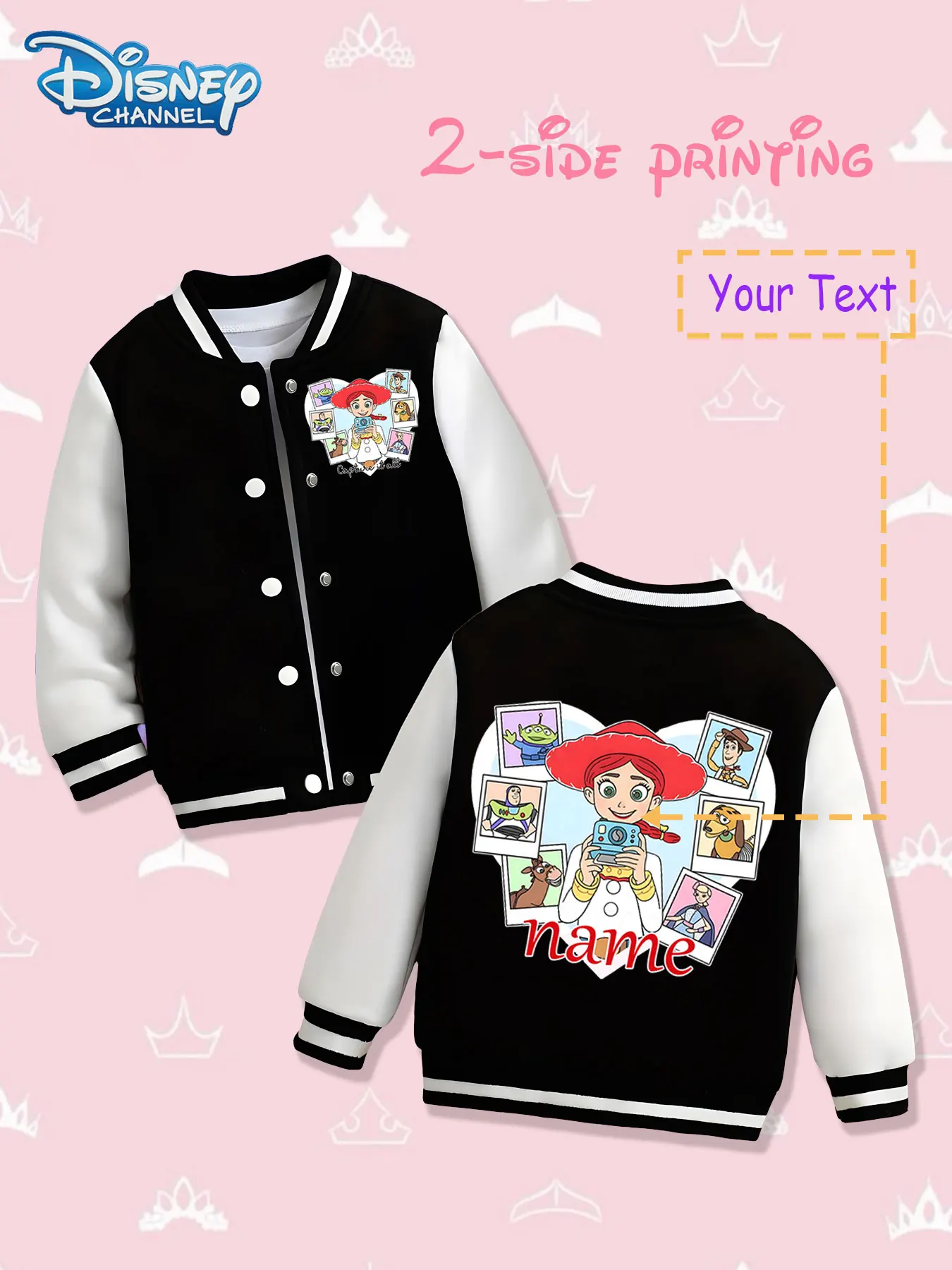 

MINISO Disney Toy Story Kids Baseball Jacket - Double-sided print with Tress and Friends photo wall, recording happy moments, wa