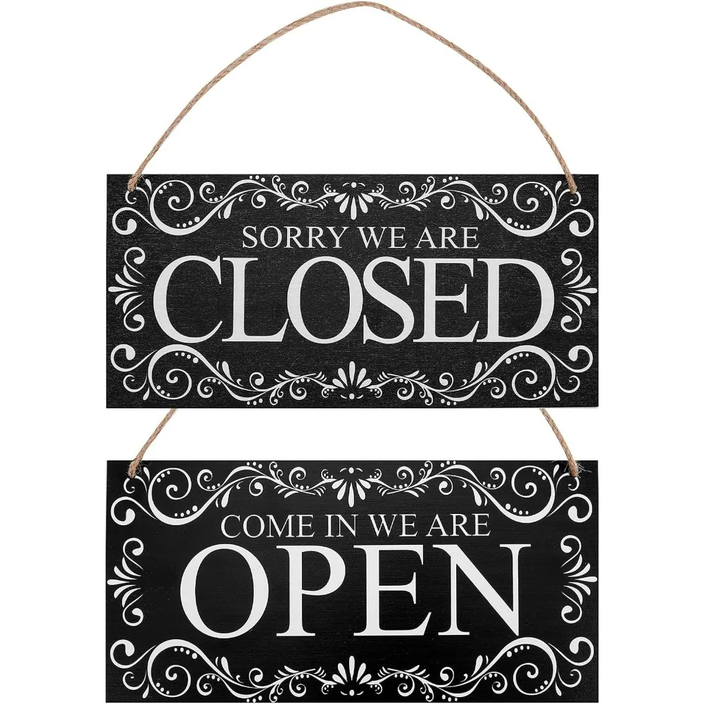 Natural Wood Open and Closed Store Business Sign 