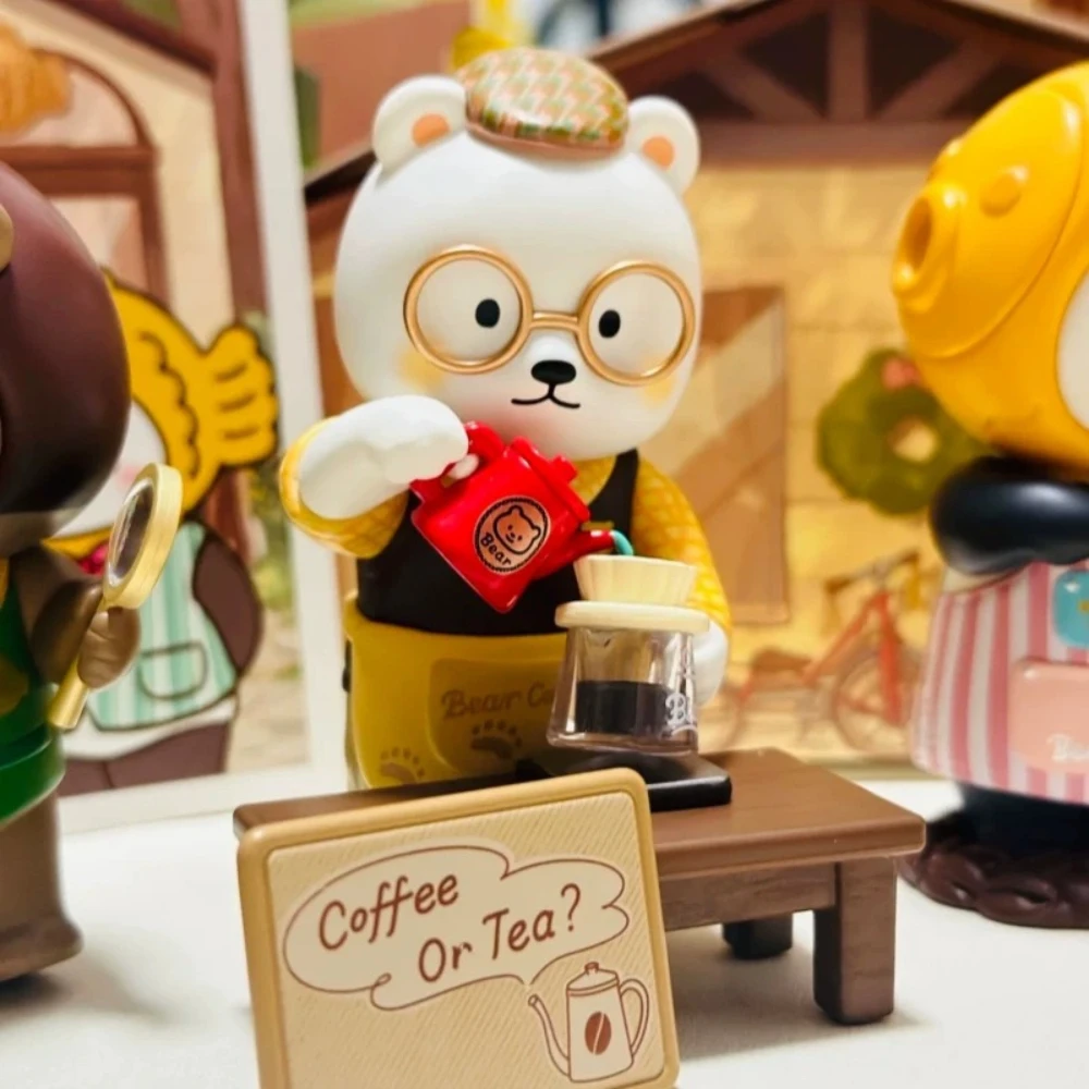 

Bear Coffee Club Xiong Xiong Coffee House Series Blind Box Character Collectible Action Figure Backpack Pendants Toys