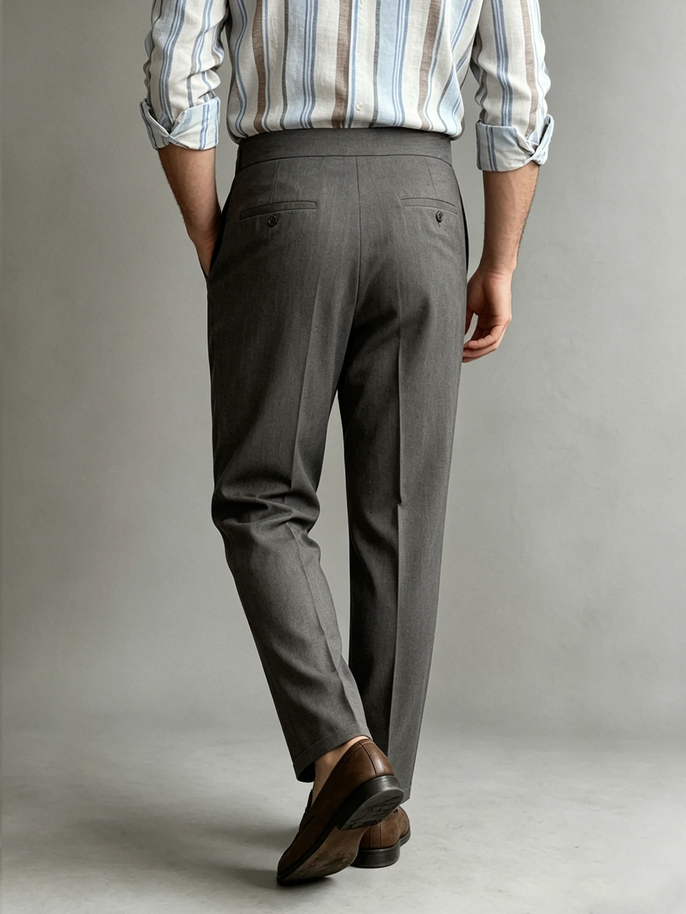 2026 Spring Summer Italian Naples Elegant High Waist Suit Pants Men Solid Woven Loose Straight Leg Commuter Trousers