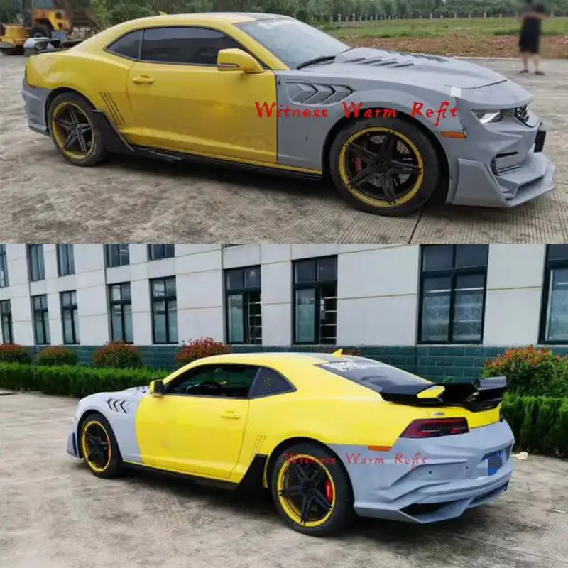 Para Chevrolet Camaro Bumblebee fibra de carbono/FRP kit de carrocería de coche 2016 2017 guardabarros de parachoques trasero delantero alerón de ala trasera capó de motor
