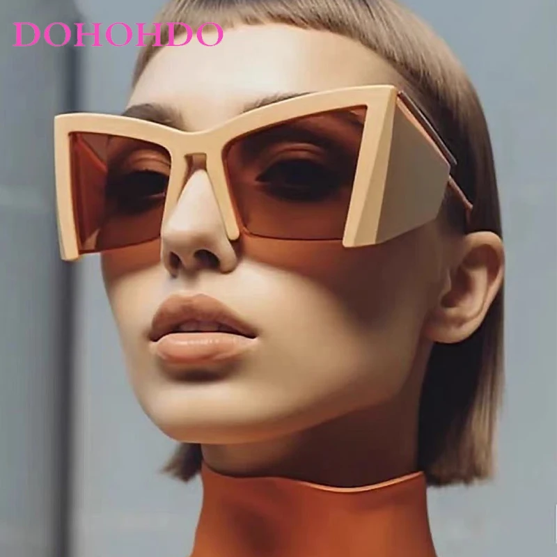 

Y2K Oversized Half Frame Punk Shield Sunglasses Women Big Frame Luxury Brand Cat Eye Sun Glasses For Ladies Shades Eyewear UV400