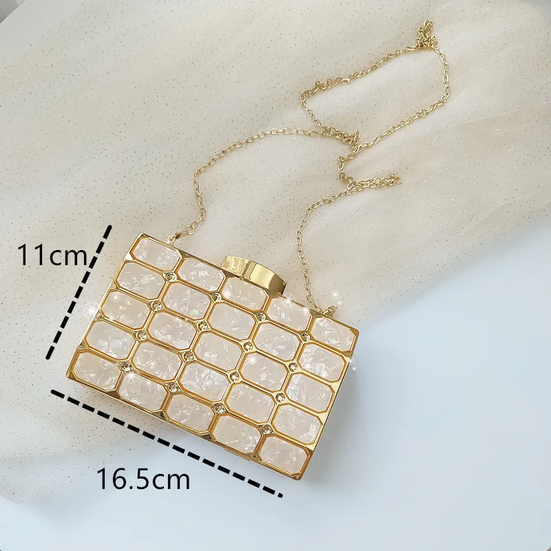 2023 Gold Box Bag Diamond Women Pochette Crystal Party Handbag Ladies Banquet Purse Fashion Pochette Prom Evening Bag