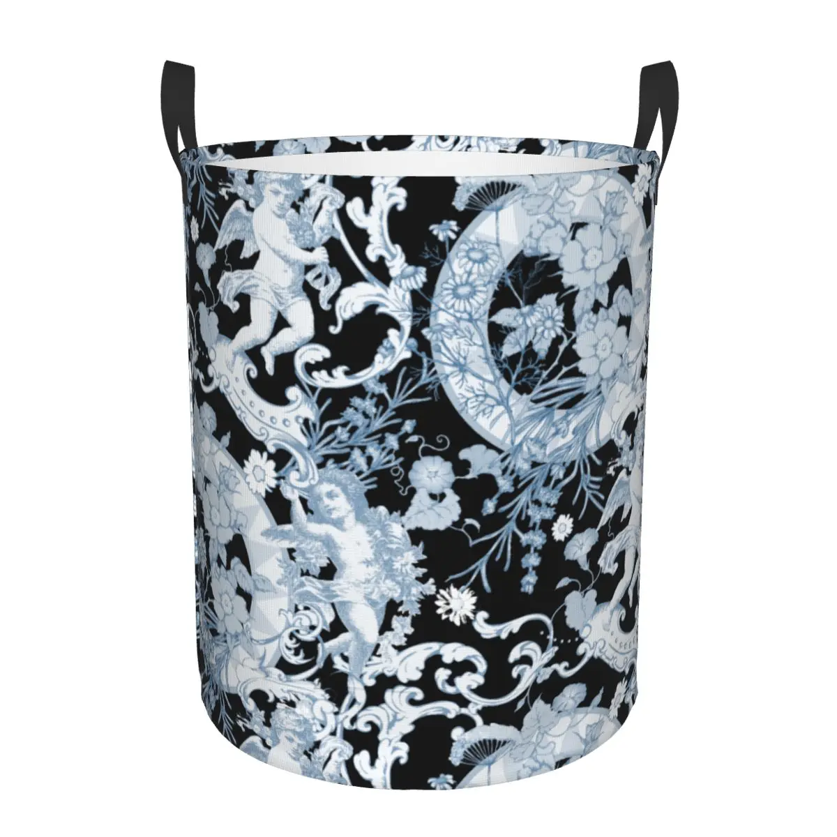 

Angels And Flowers Round Laundry Hamper Storage Basket Toys Clothes Organizer Bin for Home Bathroom Bedroom Dorm Nursery Decor