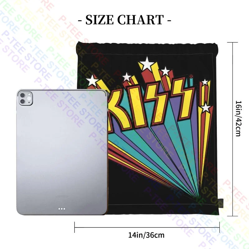 Kiss Army Rock Band Heavy Metal Simmons Concert Tour Drawstring Bags Gym Bag Shoe Bag Outdoor Running