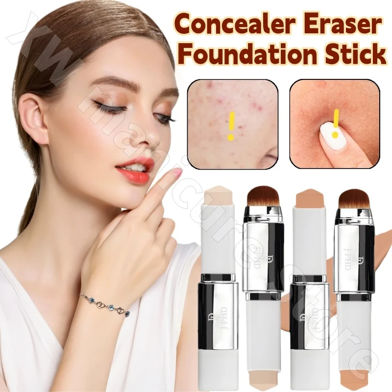 J-PHD# Concealer Eraser Foundation Stick 13g Makeup Brush Foundation Two-in-one One-day Use Beauty Makeup Natural and Clear