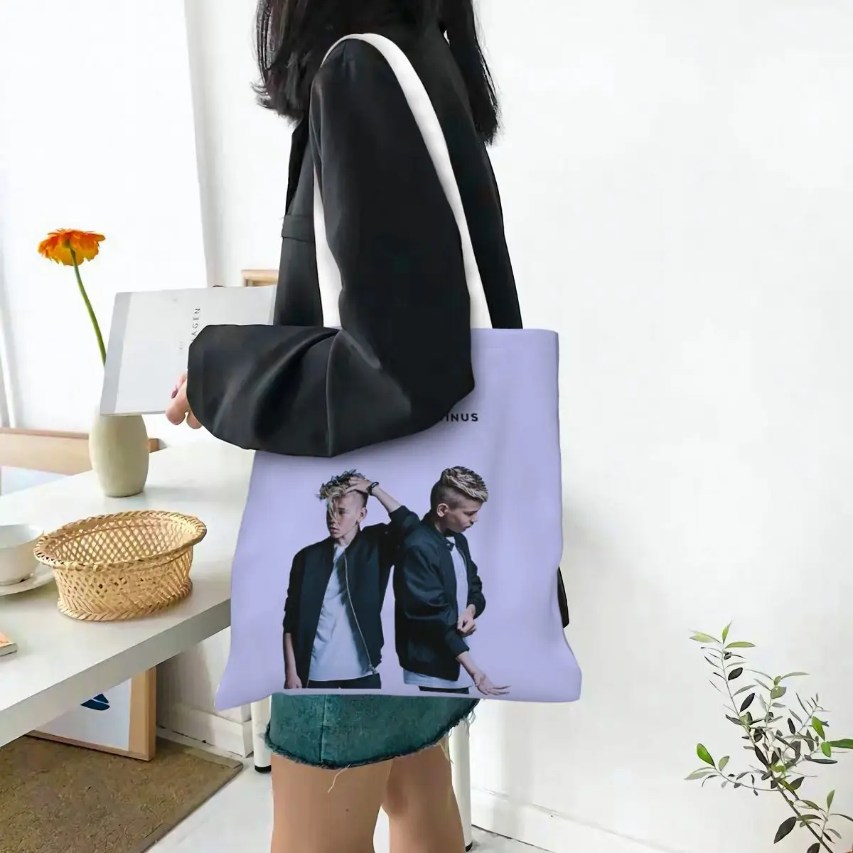 Funny Marcus And Martinus 3 Shopping Bags Canvas The Tote Bag Reusable for Ladies Shoulder Tote Travel Handbag