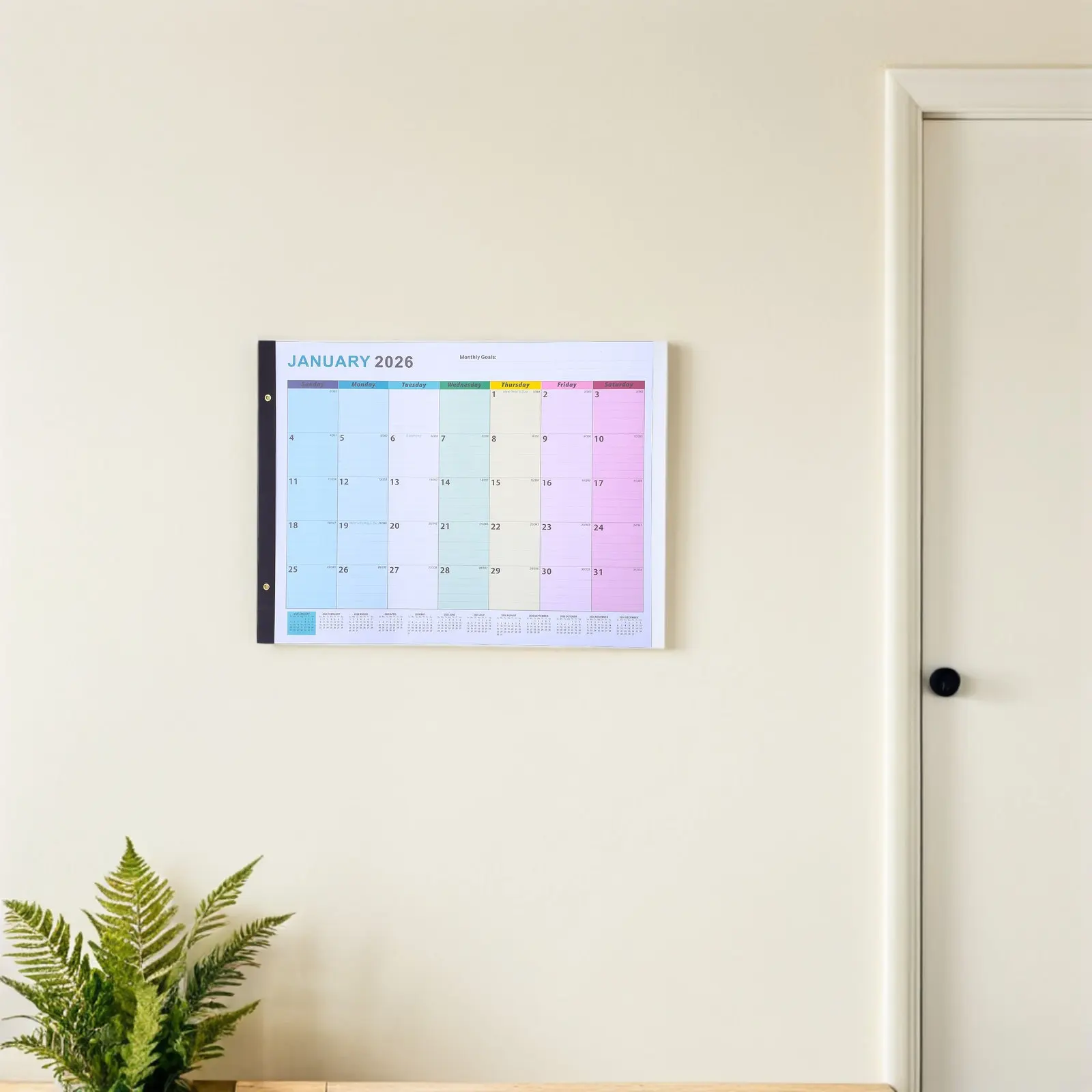 

Large Wall Calendar 2026.1-2027.6 Vertical English Display for Office Home Holiday Planning Annual Event Tracking
