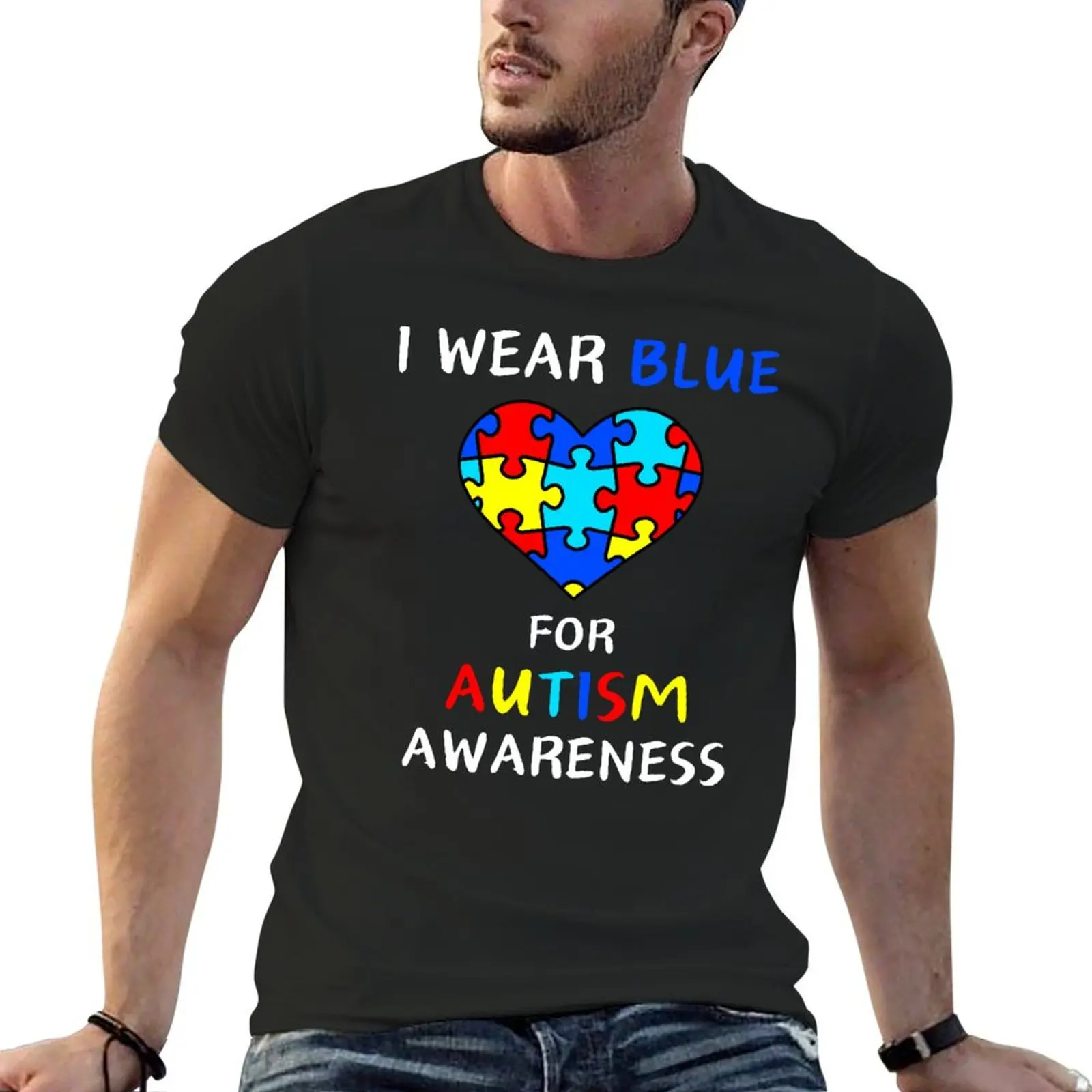 I Wear Blue For Autism Awareness T-Shirt blacks Blouse mens graphic t-shirts pack