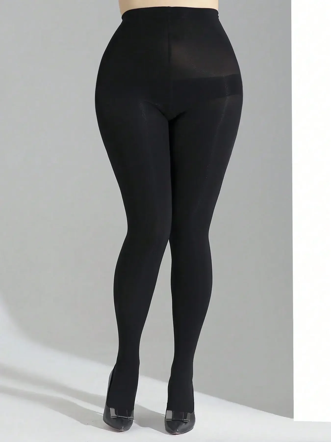 Large size high elastic matte slimming anti-hook black pantyhose everyday versatile base stockings view 2