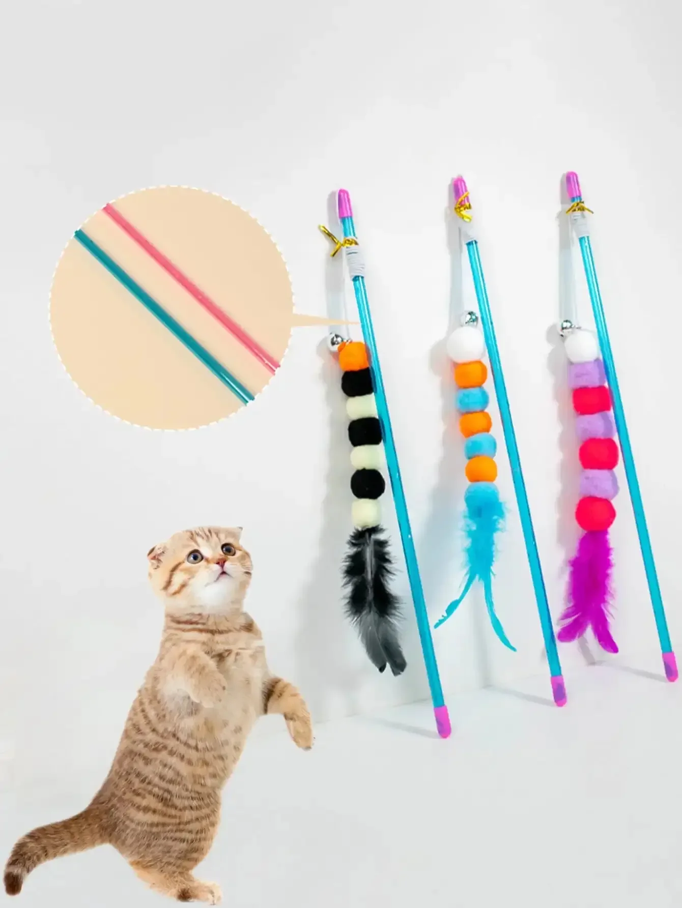 FV 1 PCs New Elastic String Imitated Furs Bug Funny Cat Stick Suitable for Cats