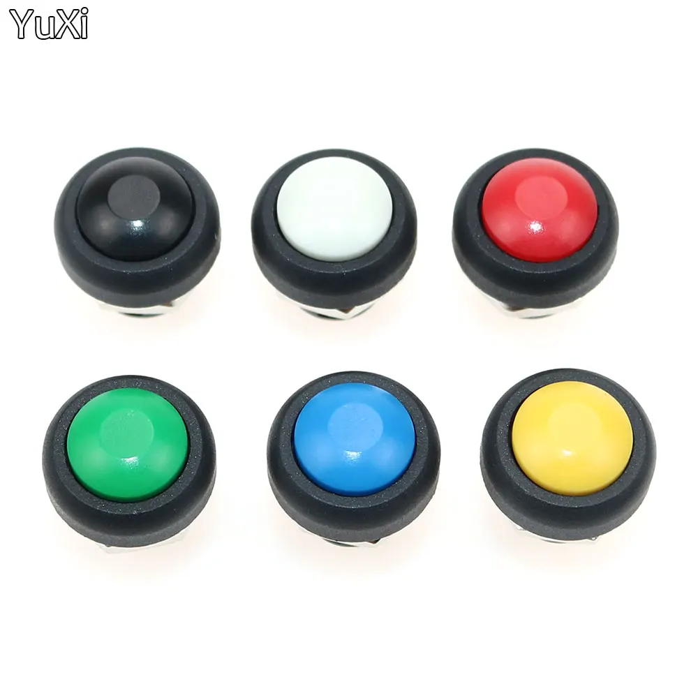 1Pcs Small Waterproof Self-Reset Button Switch Round Unlocked Button PBS-33B Black and White Yellow Orange Blue Green Red