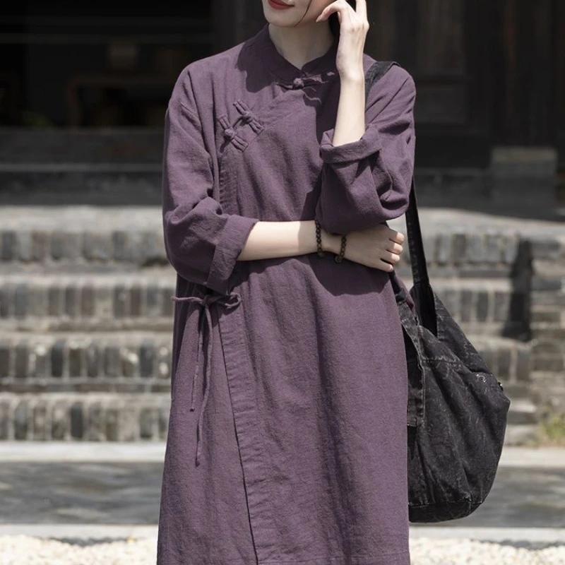 Chemise en pur coton de style Vermont pour femmes, printemps et automne, nouveaux vêtements de méditation, coton et lin, style chinois, Y