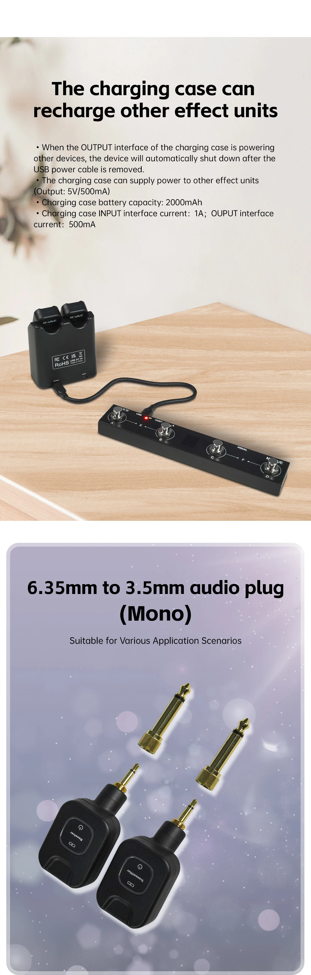 Professional Wireless Guitar System 5.8GHz Digital Transmitter Receiver with Portable Charging Case for Musicians view 5