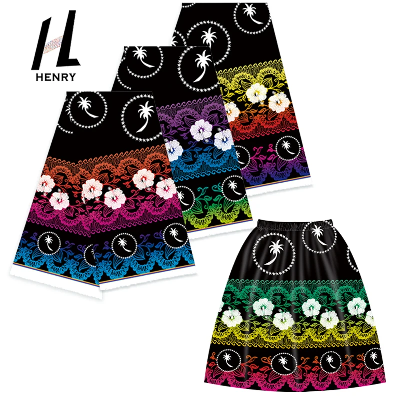 

Henry Customized Style Hawaiian Beach Pattern Cloth Printed Flower Leaf Mumu Dress Polynesian Fabrics