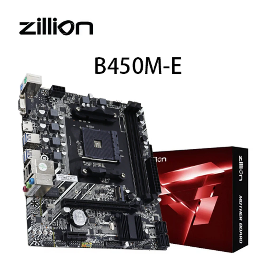 

Zillion Новая материнская плата AMD B450M с двумя DDR4 M.2 Nvme PCIE 3.0 x4 SATA AM4 Поддержка процессора R5 3600 AM4 с разъемом R5 5600G