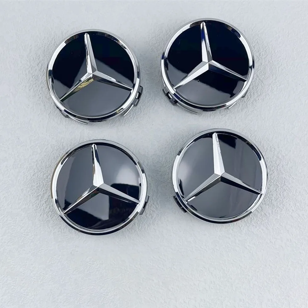 YY-4Pcs 75mm Cache-moyeu de roue de voiture avec logo pour Mercedes Benz AMG W204 C218 A207 C117CLA CLS Classe E W212 S212 X166 W176 W205 W246