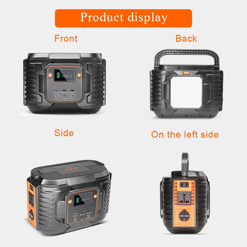 야외 캠핑용 순수 사인파 태양광 발전기, 휴대용 발전소 18650 리튬 배터리, 300W, 110V, 220V