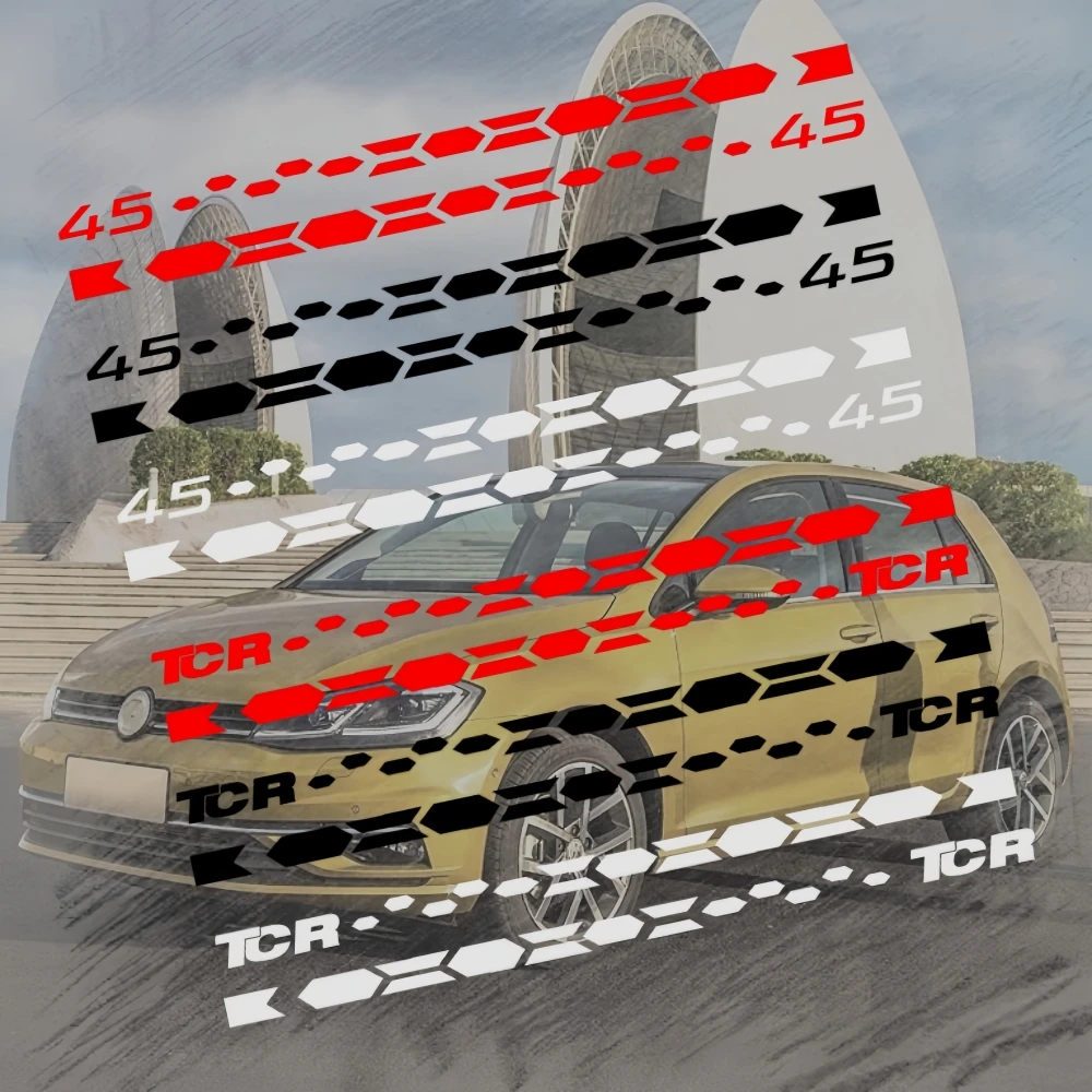 2PCS Car Door Side Stickers Racing Style Vinyl Decals For Volkswagen VW Golf 8 7 5 4 6 GTI MK8 MK7 MK5 MK6 MK4 MK3 MK2 POLO