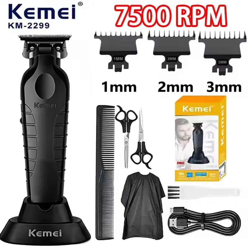 

KEMEI KM-2299 Professional Hair Clipper and Trimmer Kit for Men Cordless Hair Clipper Haircut Kit Beard T Contour Trimmer